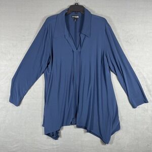 ANTTHONY ORIGINAL Women's 1X Navy Blue Asymmetrical Hem Tunic Top Plus Size